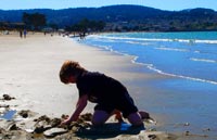 Building Sand Castles at Monterey Beach is a Blast!