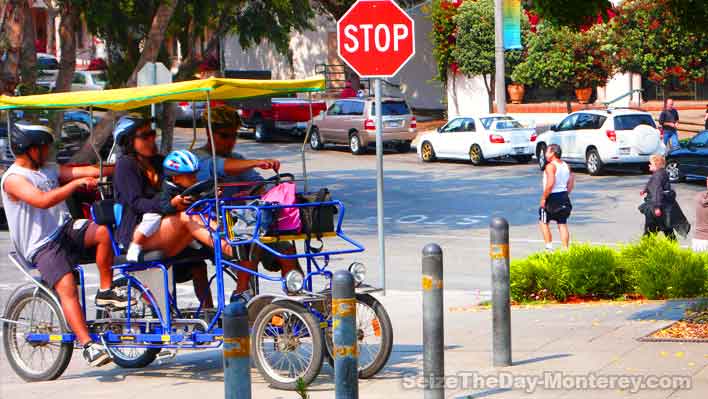 Surrey the Monterey Bay Recreational Trail for some serious fun with your kids!  And it's a great workout too!