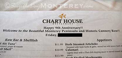 Chart House Monterey Menu